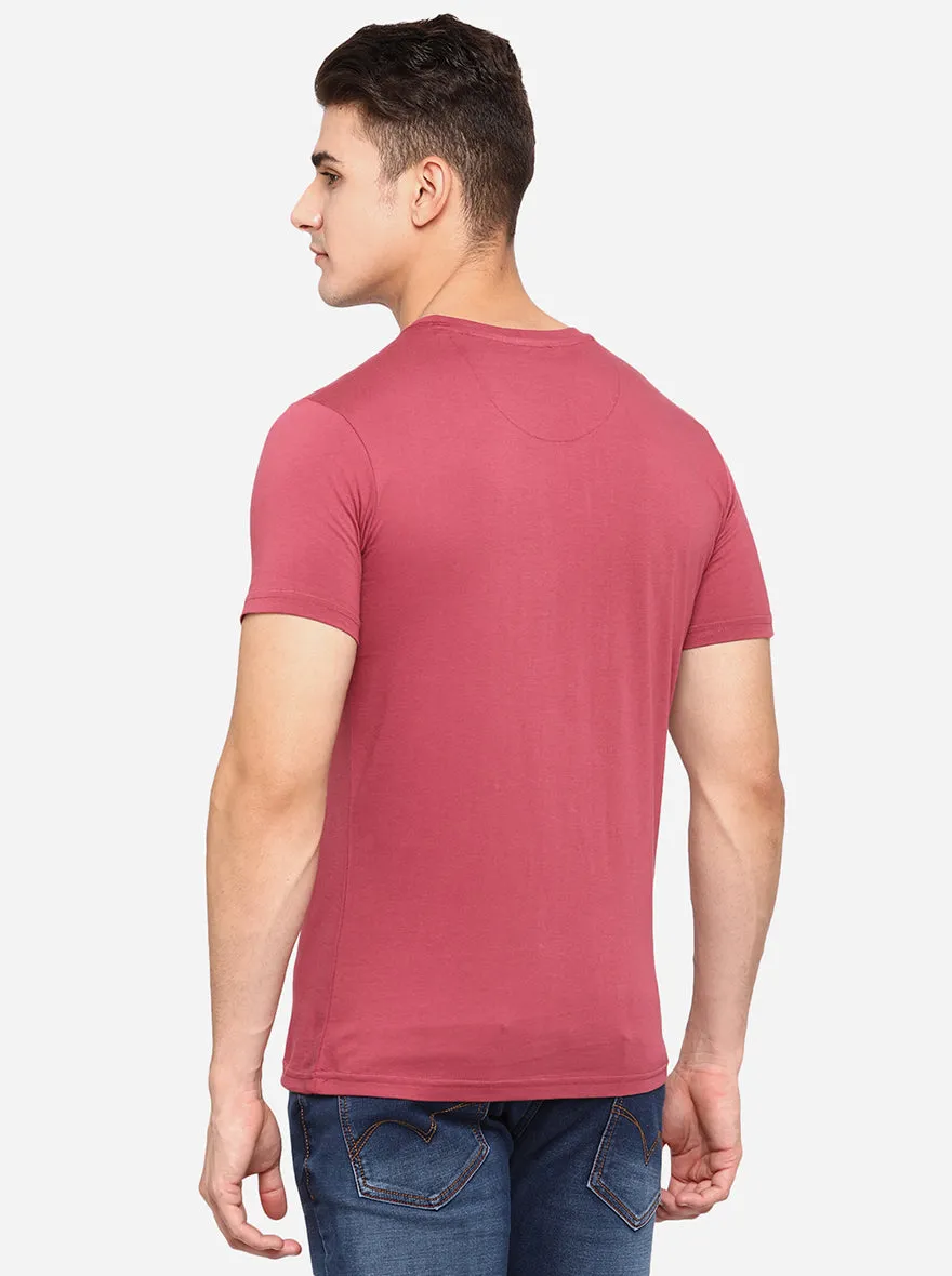 Mineral Red Solid Slim Fit T-Shirt | JadeBlue