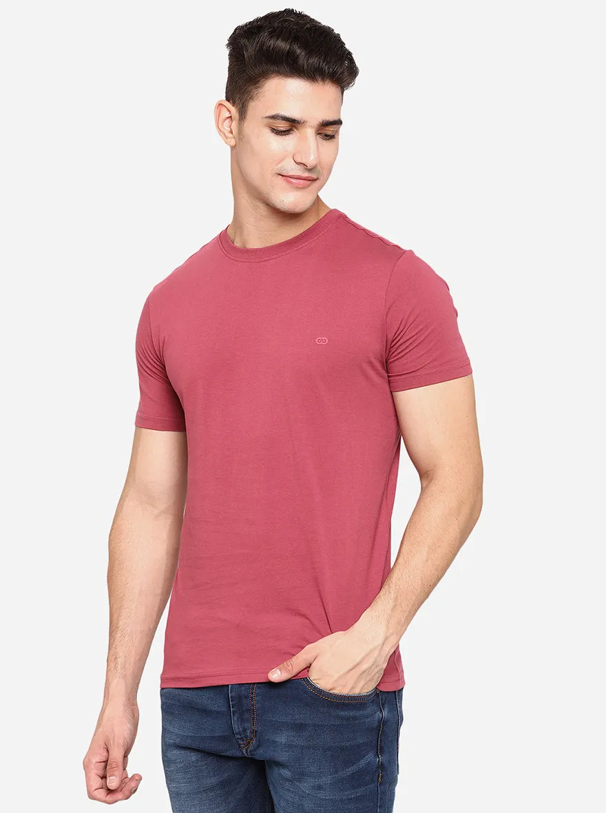 Mineral Red Solid Slim Fit T-Shirt | JadeBlue