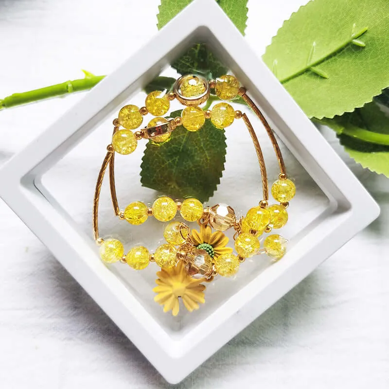 New Korean version of INS beaded honey small daisy DIY Crystal bracelet student couple jewelry female jewelry wholesale