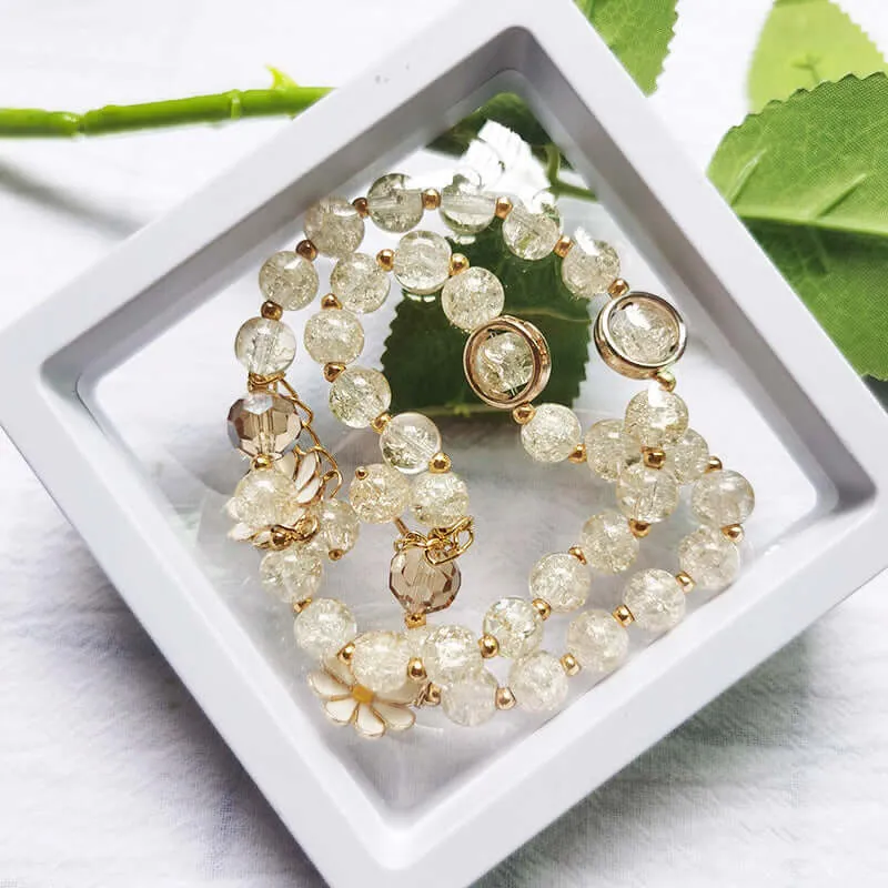 New Korean version of INS beaded honey small daisy DIY Crystal bracelet student couple jewelry female jewelry wholesale