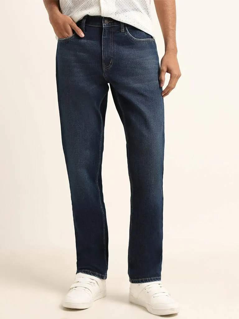 Nuon Blue Straight-Fit Mid Rise Jeans