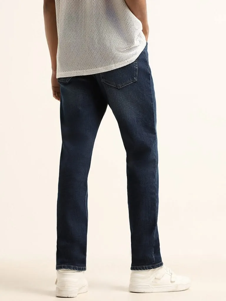 Nuon Blue Straight-Fit Mid Rise Jeans