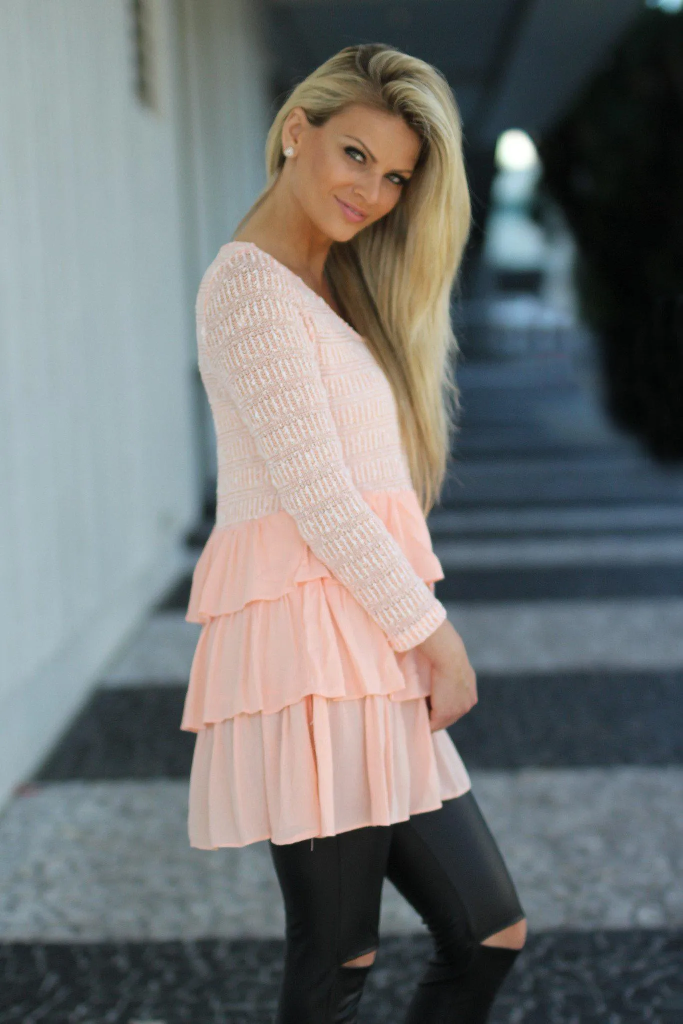 Peach Ruffled Top