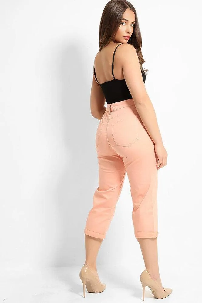 Pink Straight Leg Capri Jeans