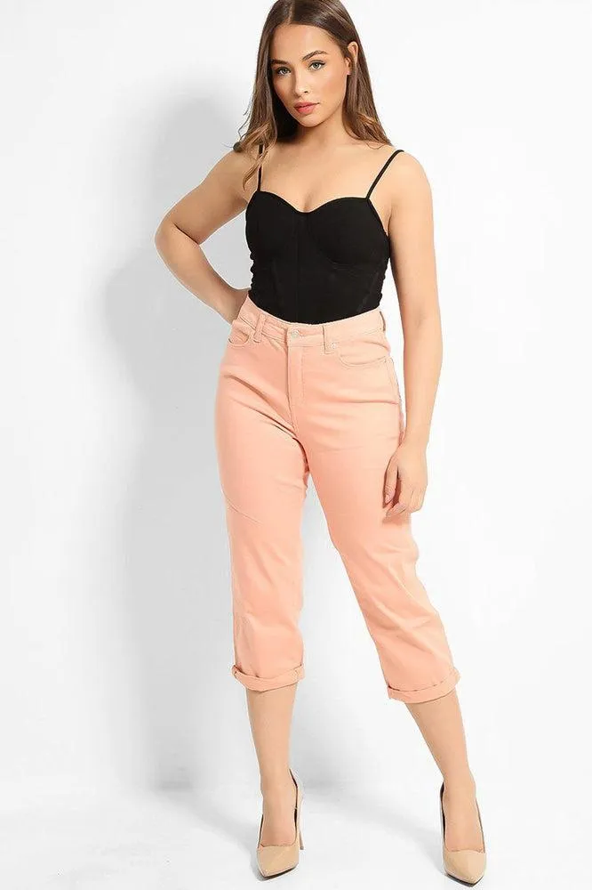 Pink Straight Leg Capri Jeans