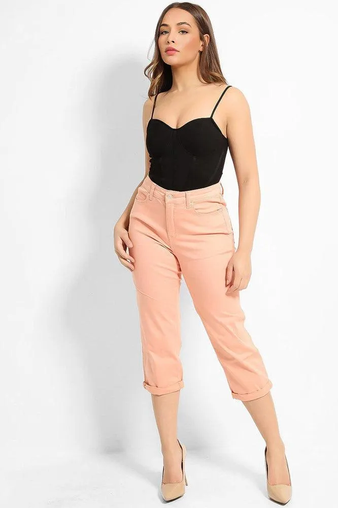 Pink Straight Leg Capri Jeans