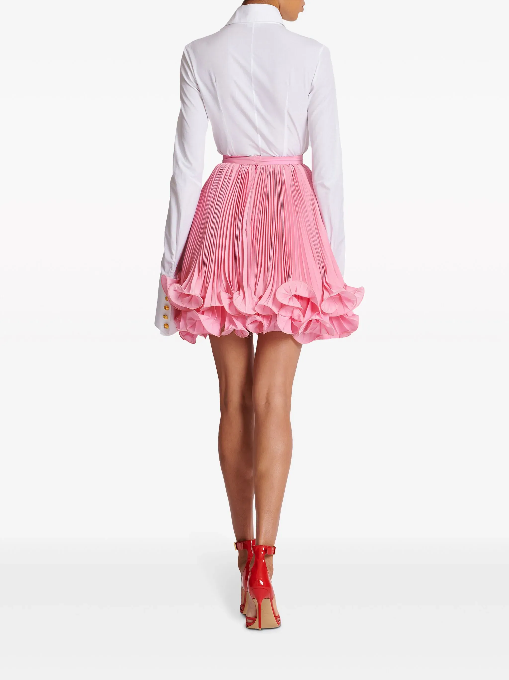 Pleated Light Crepe Short Skirt