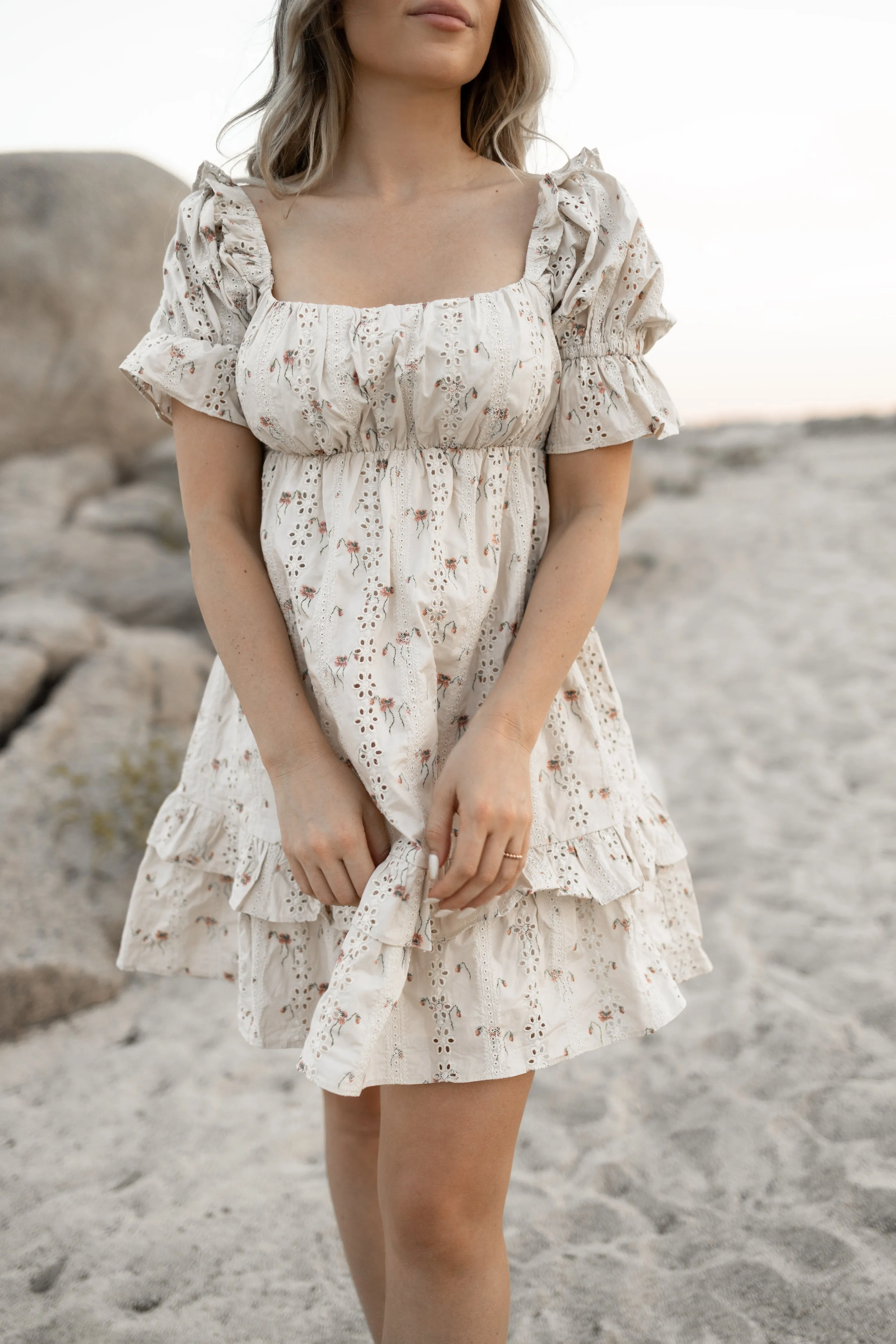 Polly floral eyelet dress