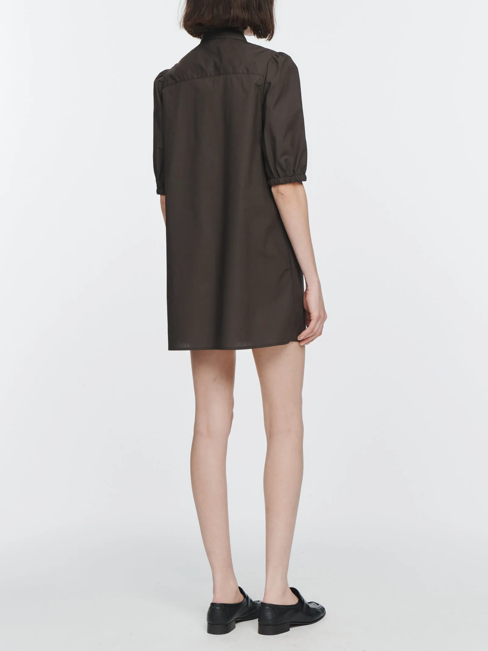 Puff Sleeve Minidress in Chocolate Brown