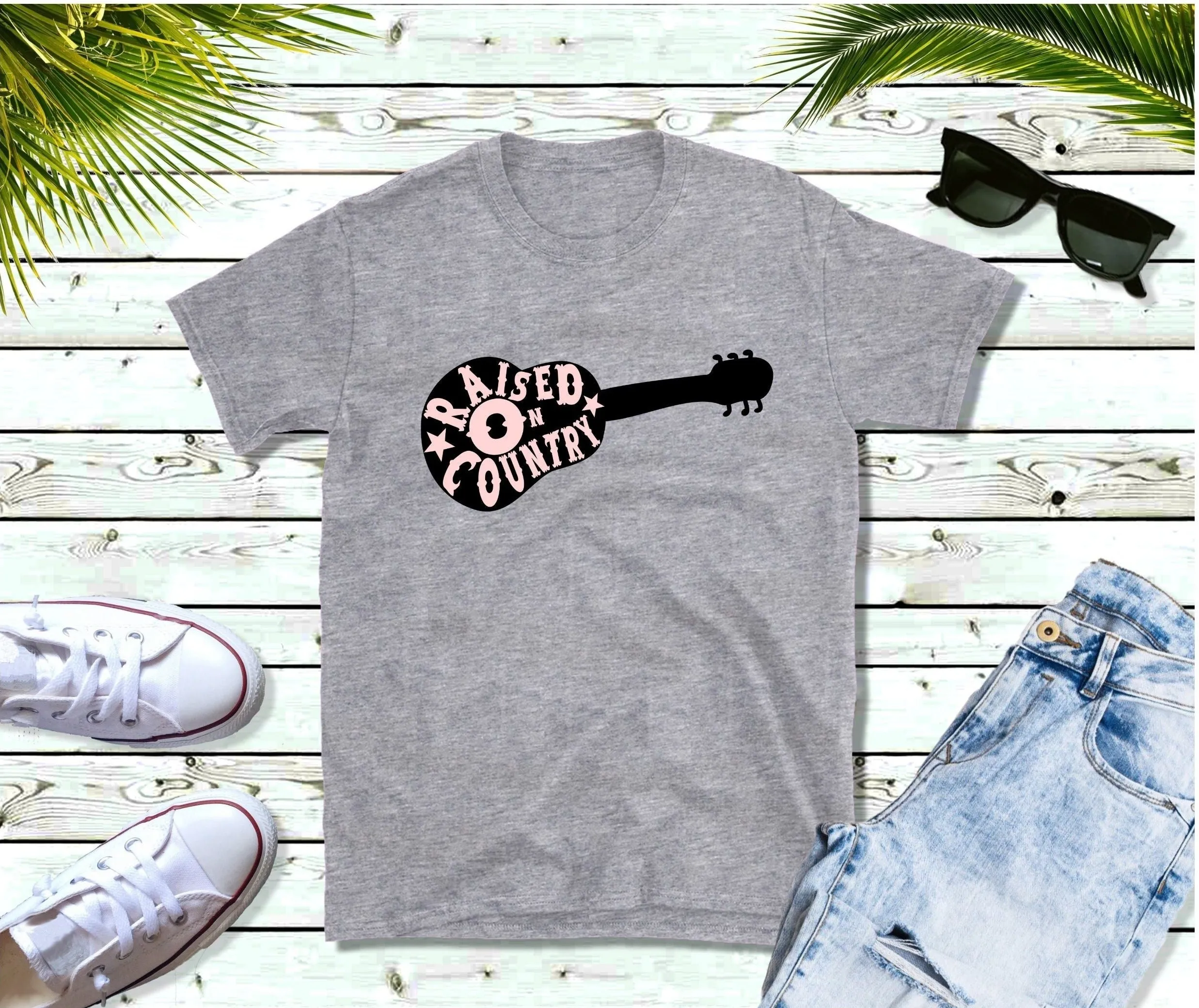 Raised on Country Music T-Shirt, Music T-Shirt, Tour T-Shirt, Festival T-Shirt, Concert T-Shirt, Casual T-Shirt, Guitar