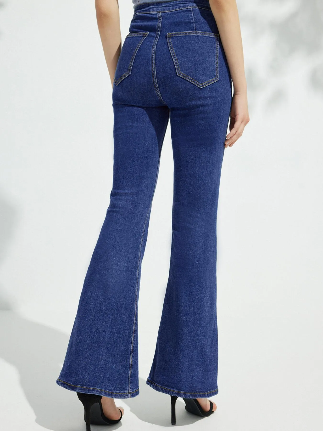 Raw Wash Button Straight Leg Jeans