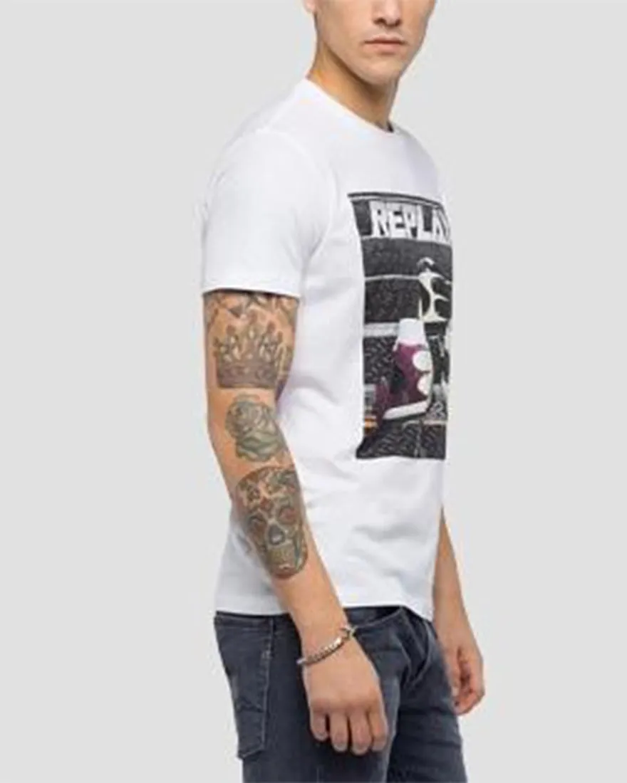 REPLAY M37302660 HELMET WHITE CREW T-SHIRT