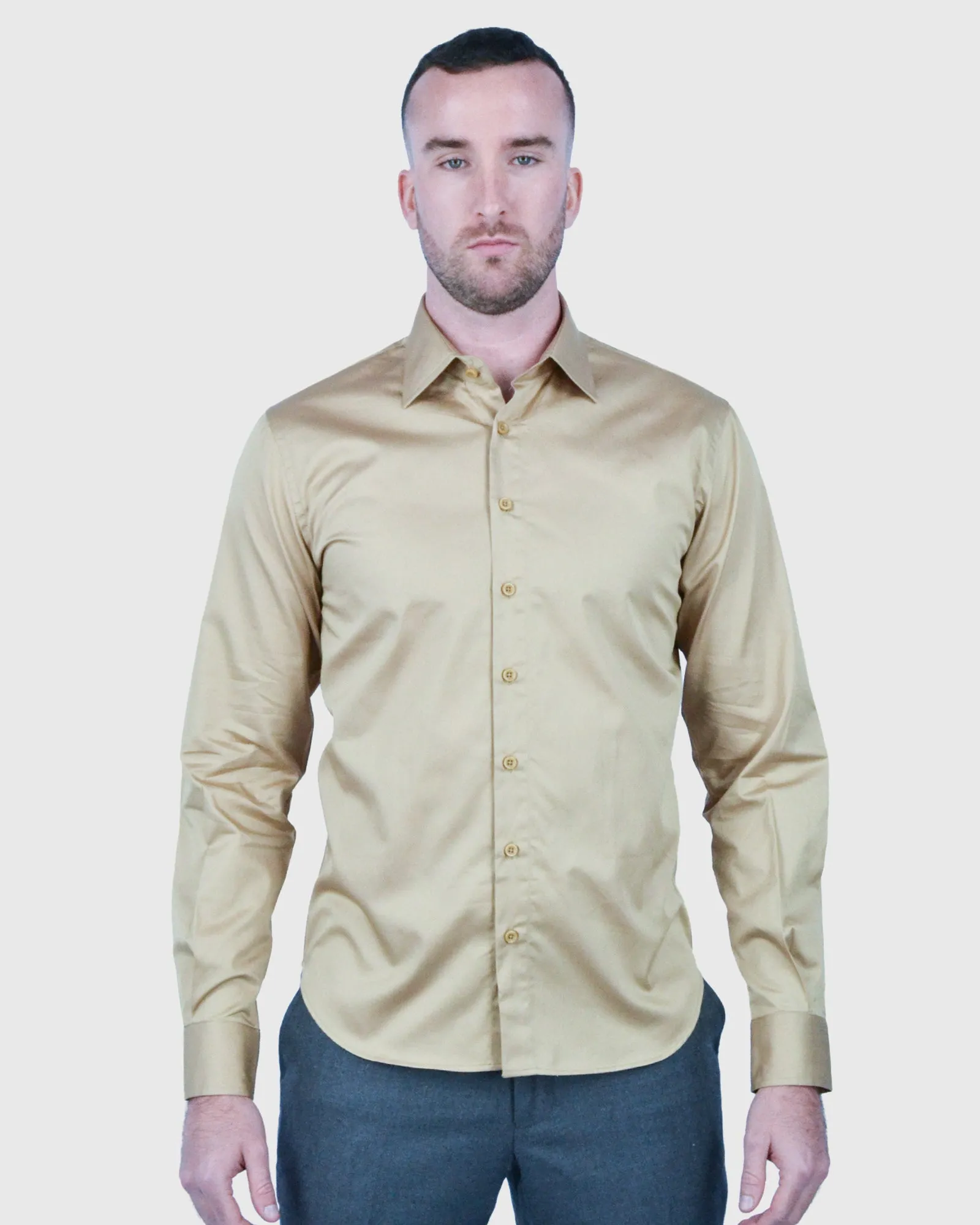 ROUGE S1878345T TAN SLIM SC SHIRT