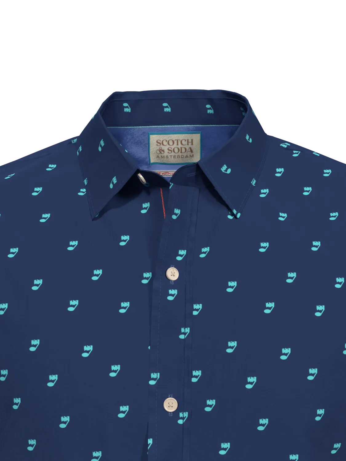 Scotch & Soda - Ditsy printed Poplin Shirt  - Music Note Steel