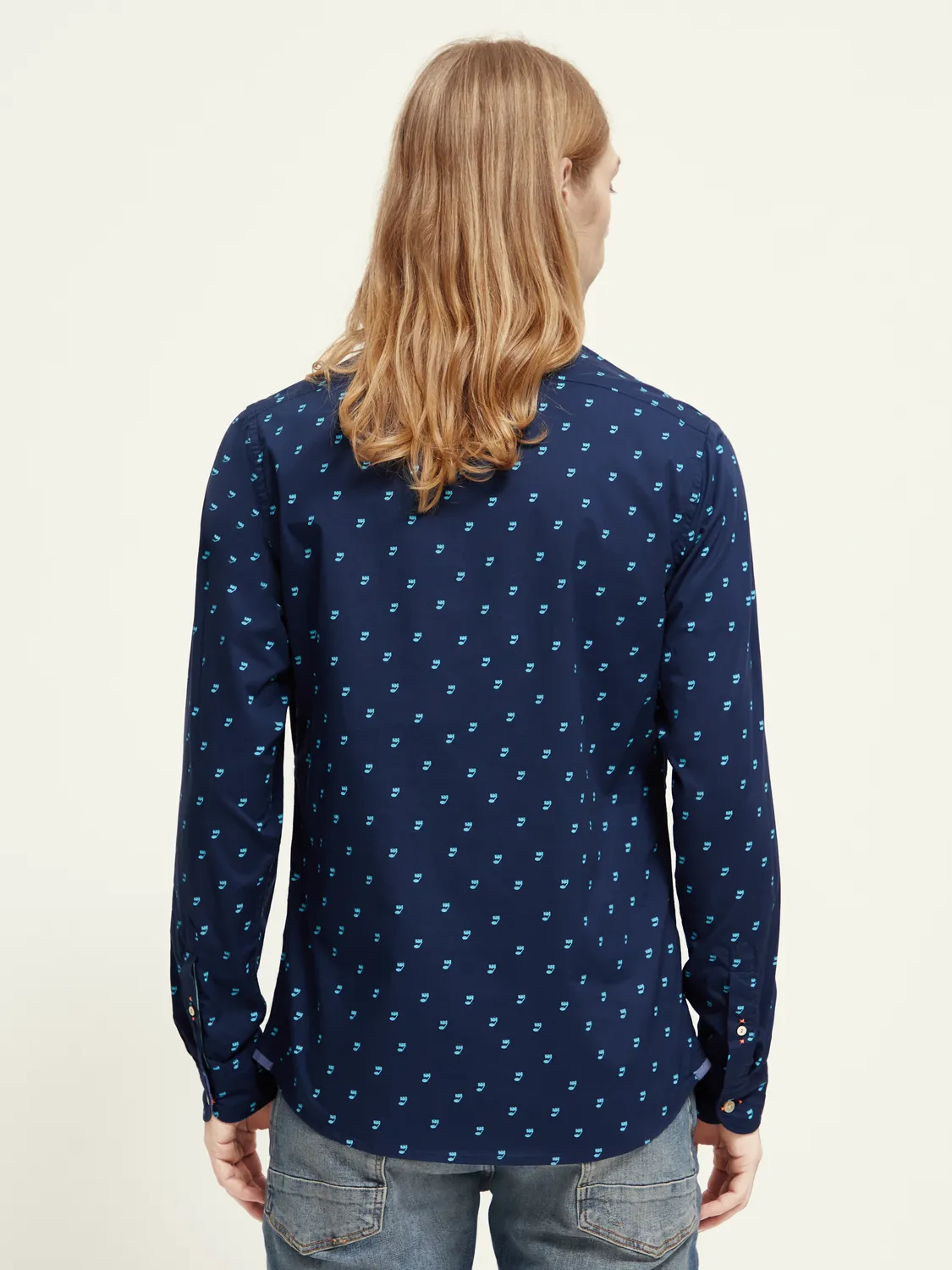 Scotch & Soda - Ditsy printed Poplin Shirt  - Music Note Steel