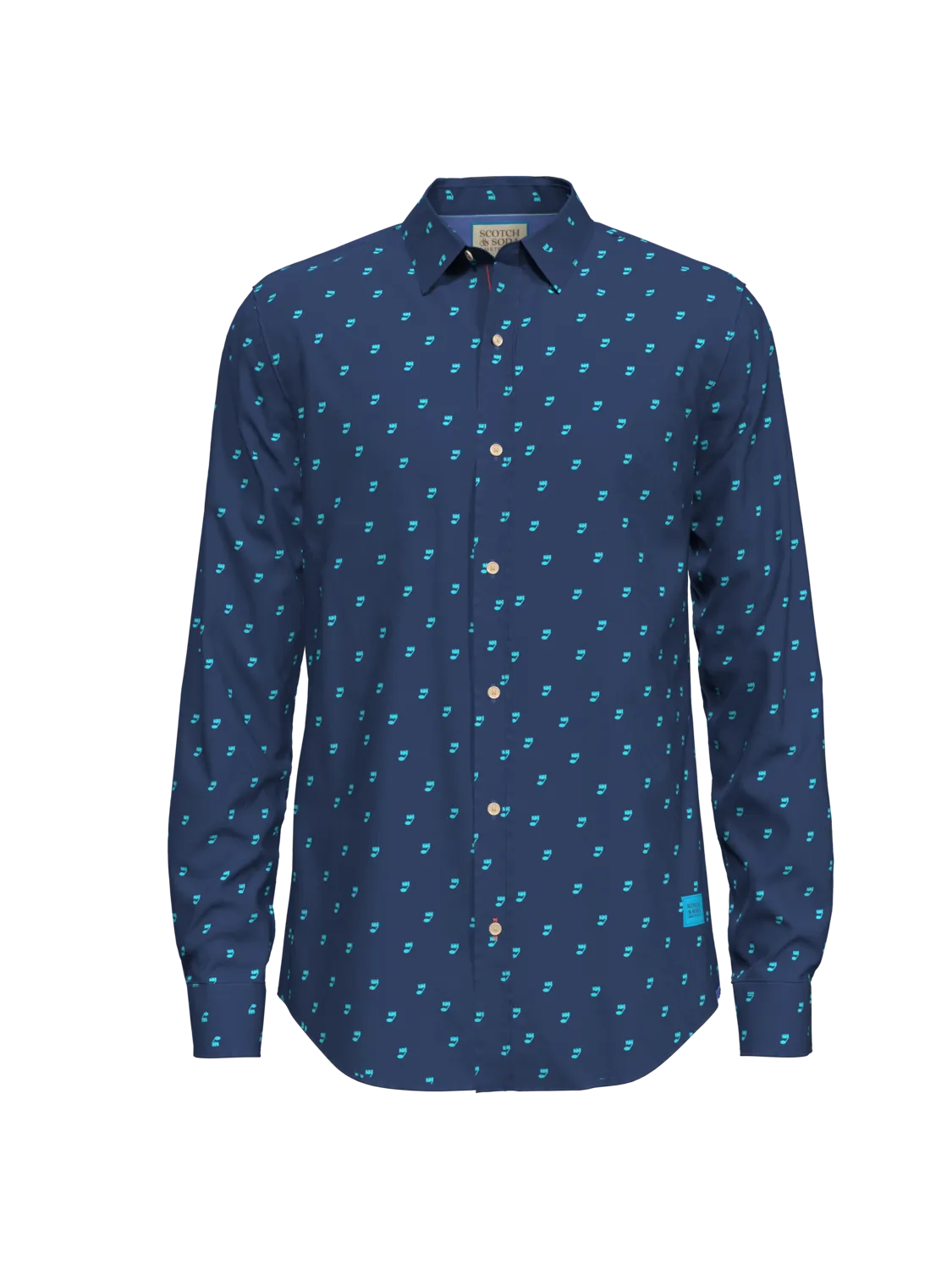 Scotch & Soda - Ditsy printed Poplin Shirt  - Music Note Steel