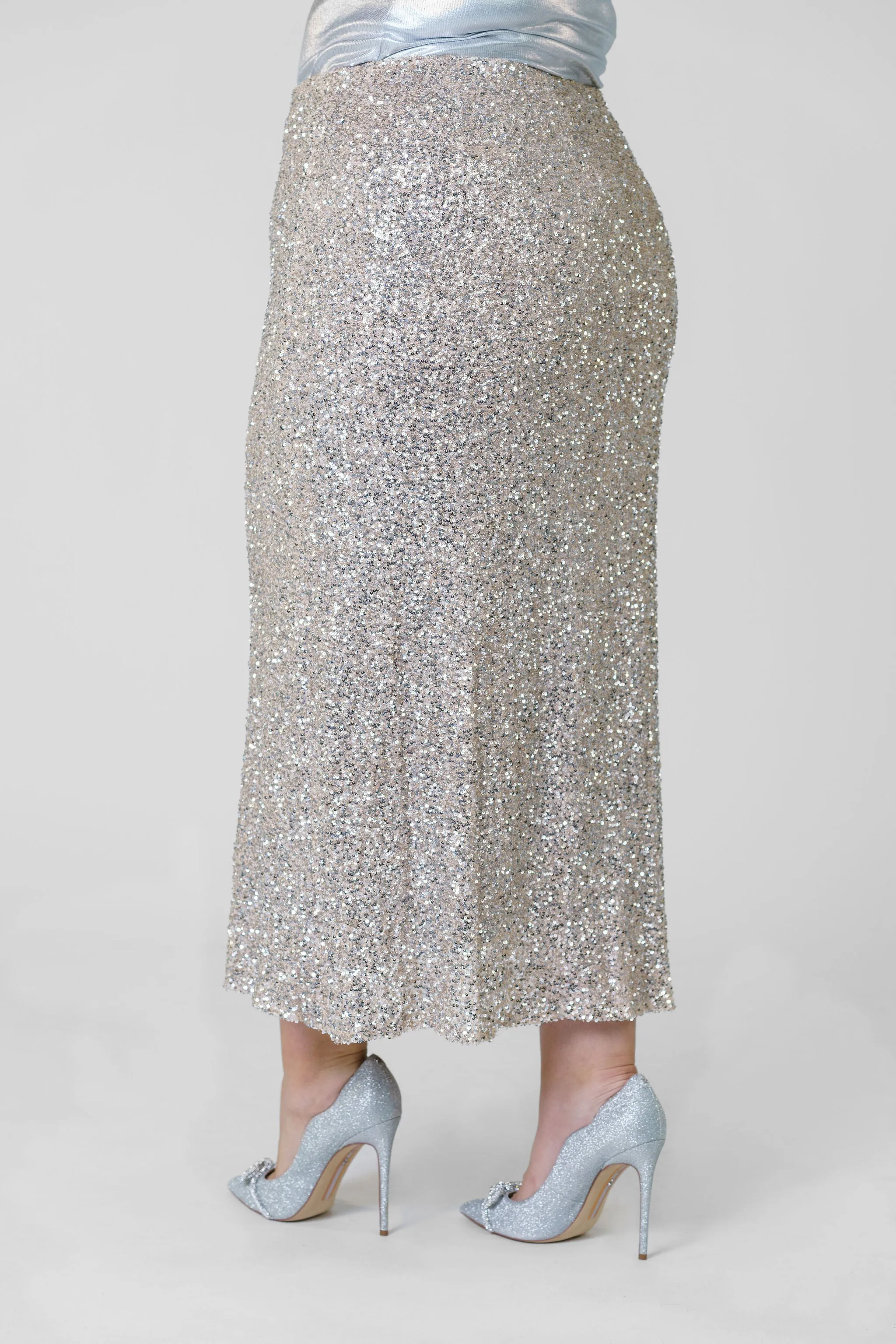 SILVER SEQUIN DORRIS SKIRT