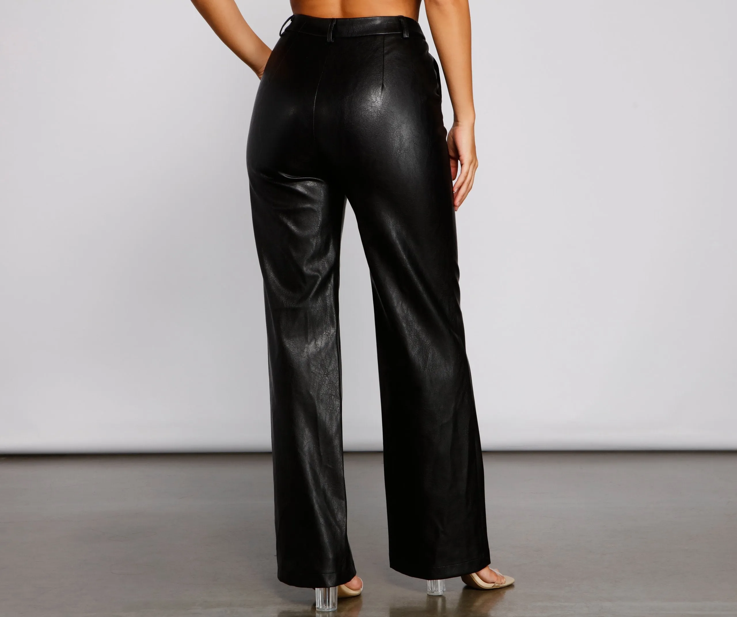 Sleek Faux Leather Straight-Leg Pants