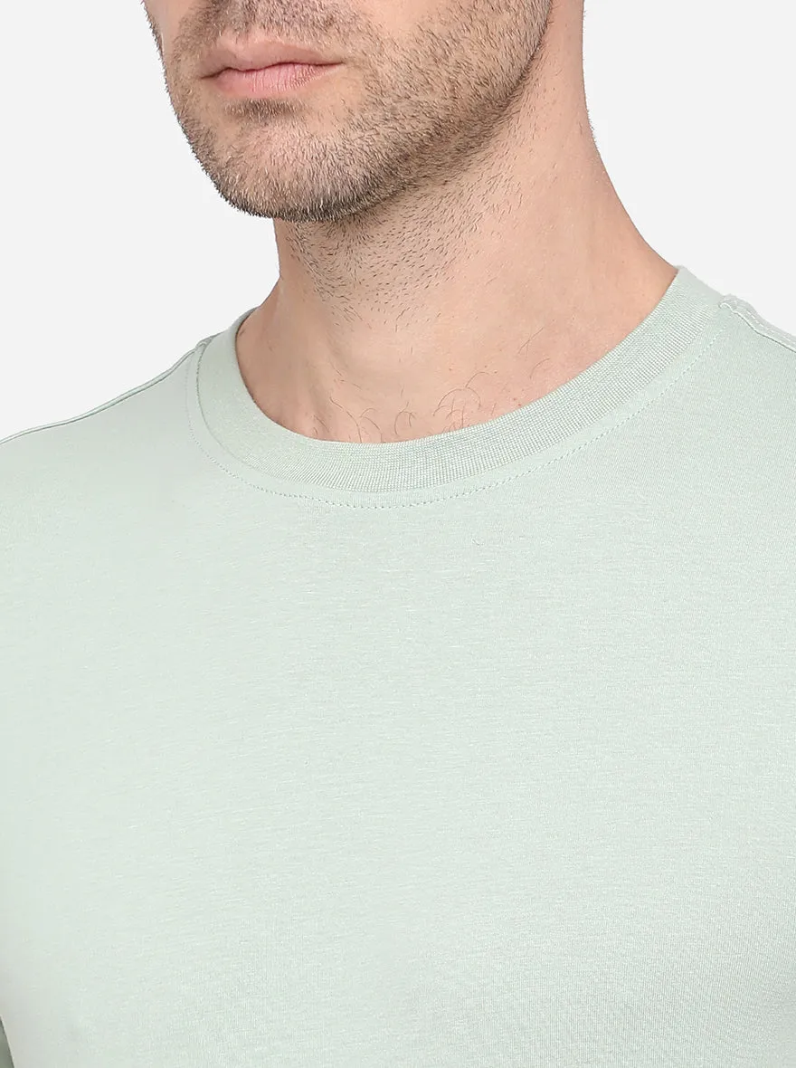 Smoke Green Solid Slim Fit T-Shirt | JadeBlue