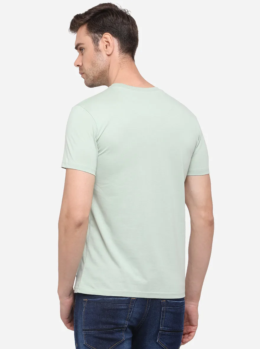 Smoke Green Solid Slim Fit T-Shirt | JadeBlue