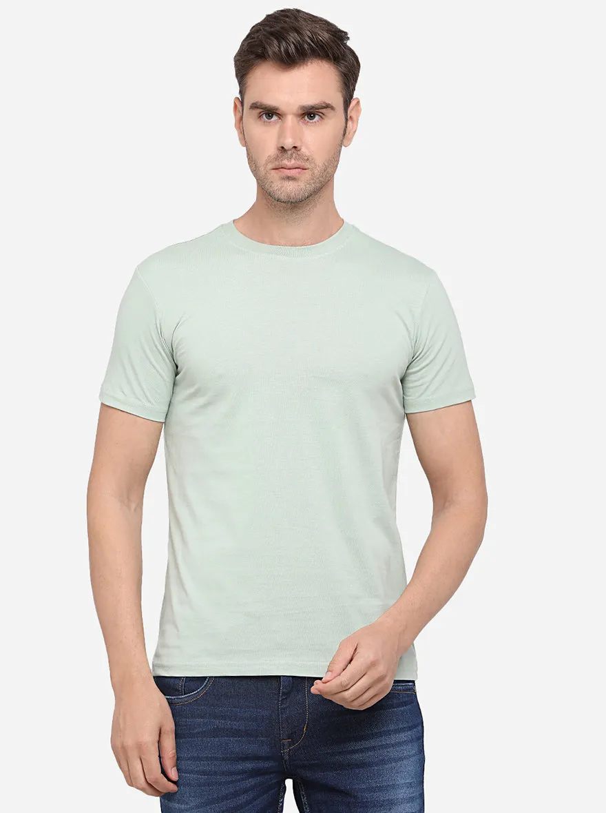 Smoke Green Solid Slim Fit T-Shirt | JadeBlue