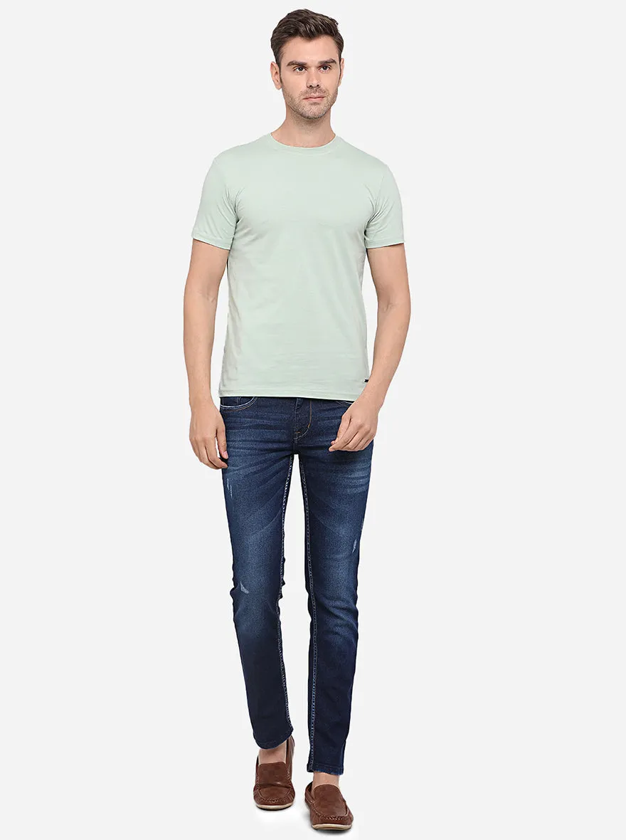 Smoke Green Solid Slim Fit T-Shirt | JadeBlue