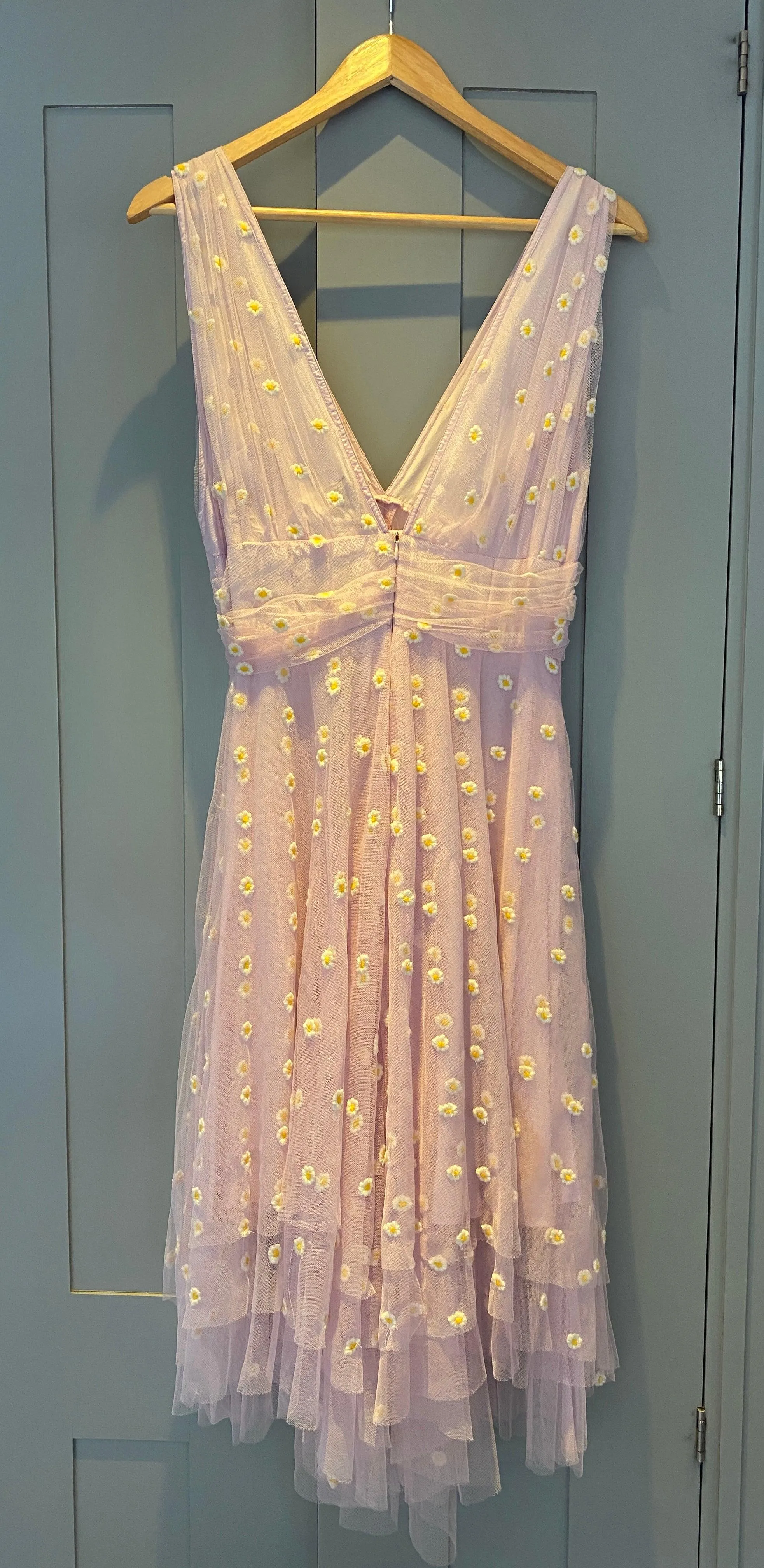 Tara Jarmon Dress  with Pink Daisy Netting And Silk Lining Fr38 UK Size 10