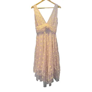 Tara Jarmon Dress  with Pink Daisy Netting And Silk Lining Fr38 UK Size 10