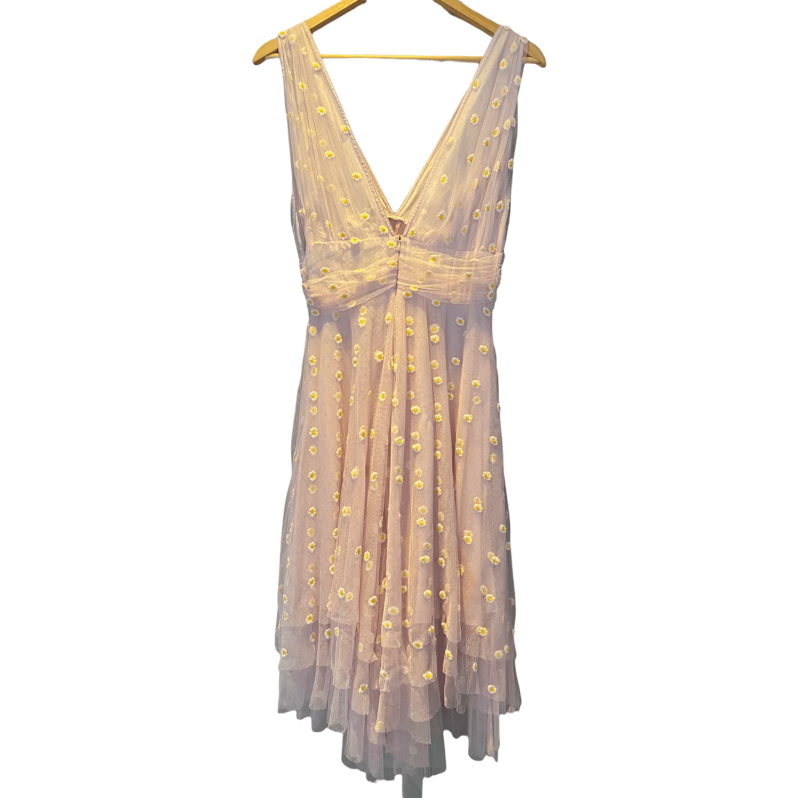 Tara Jarmon Dress  with Pink Daisy Netting And Silk Lining Fr38 UK Size 10