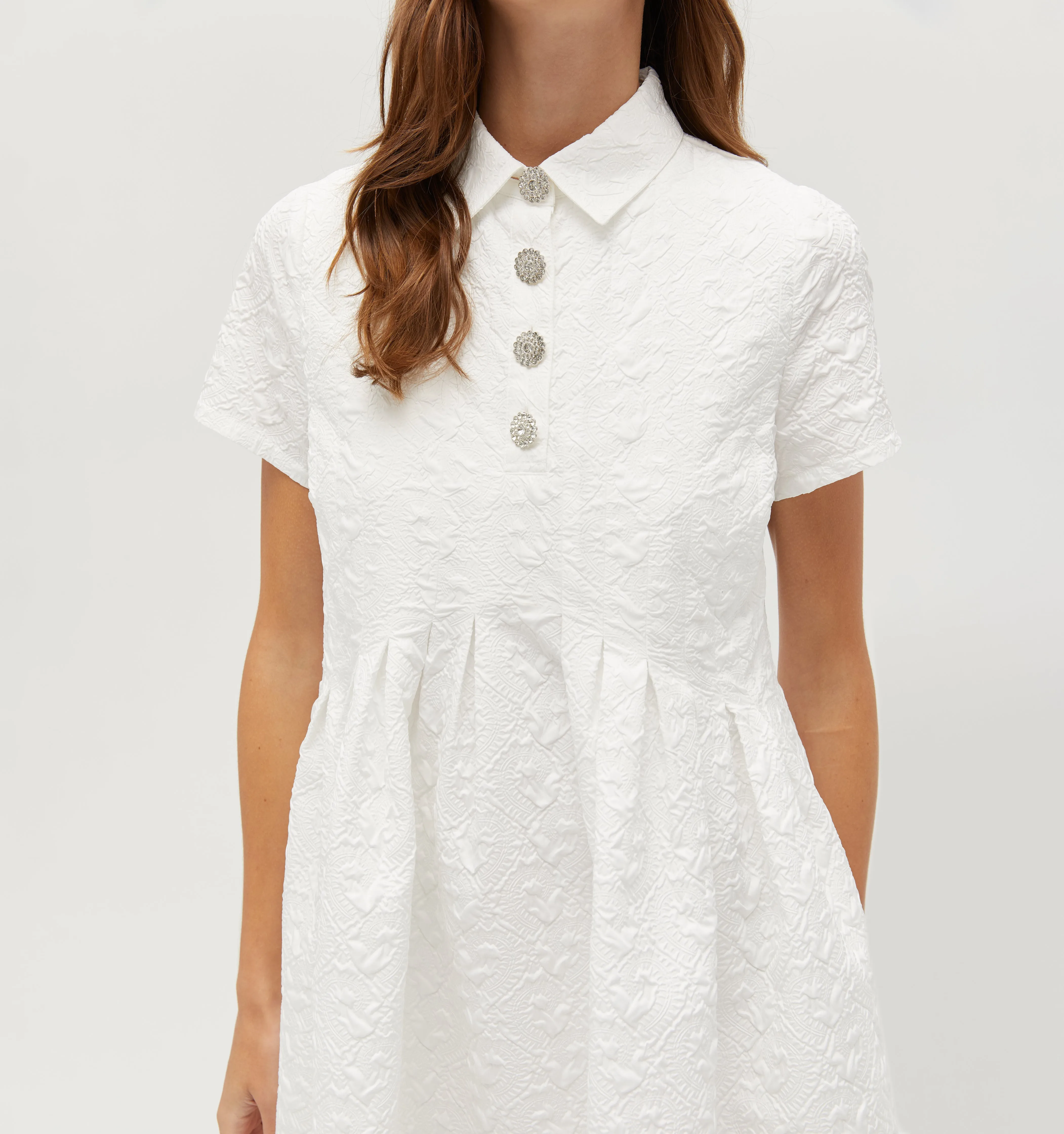 The Rosalind Dress - Winter White Puffy Jacquard