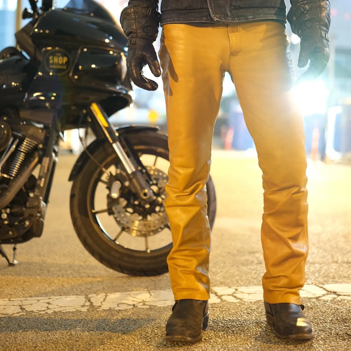 The Shop Vancouver Camel Steerhide Leather Pants