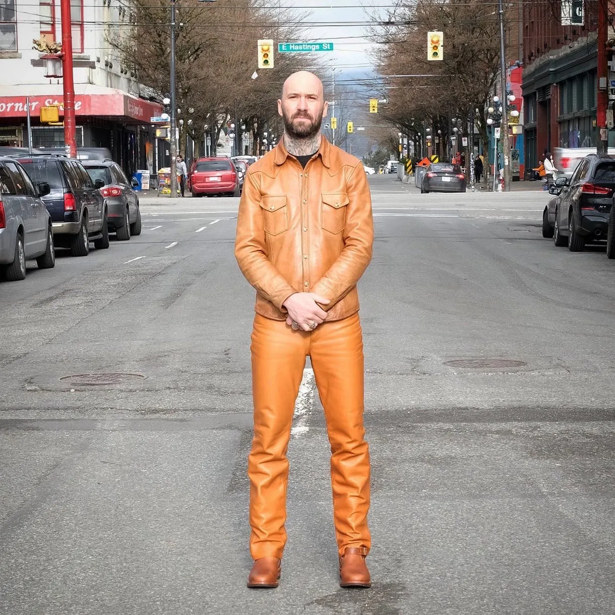 The Shop Vancouver Camel Steerhide Leather Pants