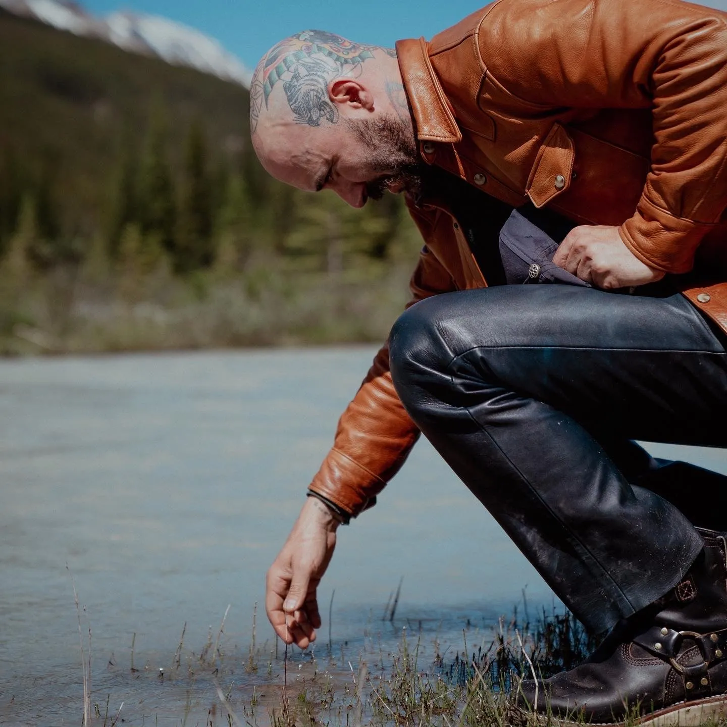 The Shop Vancouver Indigo Dyed Horsehide Leather Pants