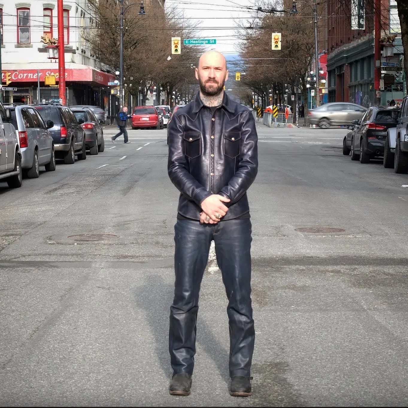 The Shop Vancouver Indigo Dyed Horsehide Leather Pants