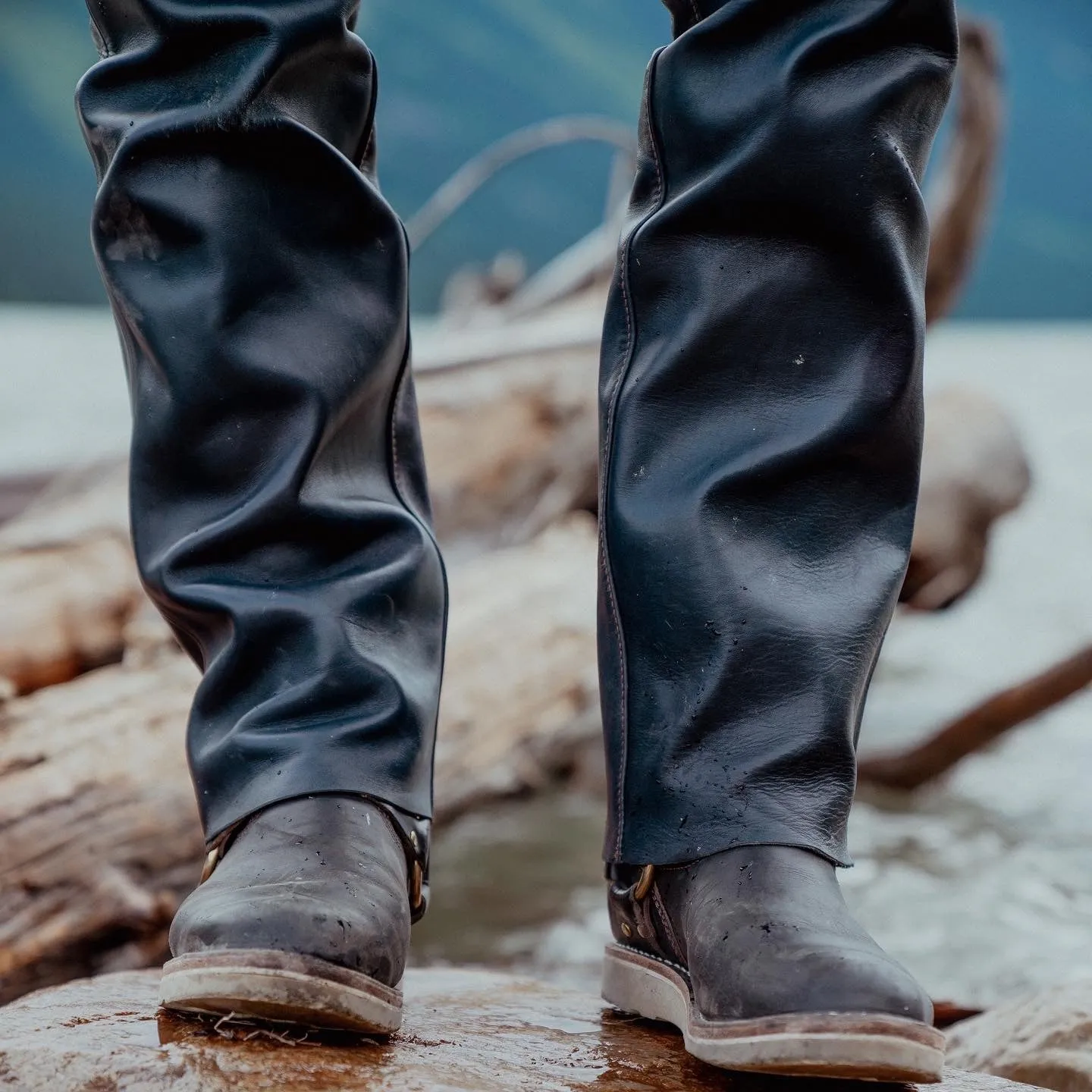 The Shop Vancouver Indigo Dyed Horsehide Leather Pants