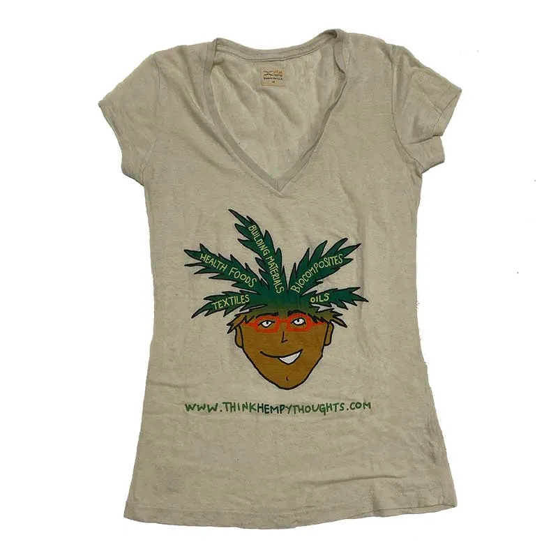 Think Hempy Thoughts Women's V Neck T-Shirt