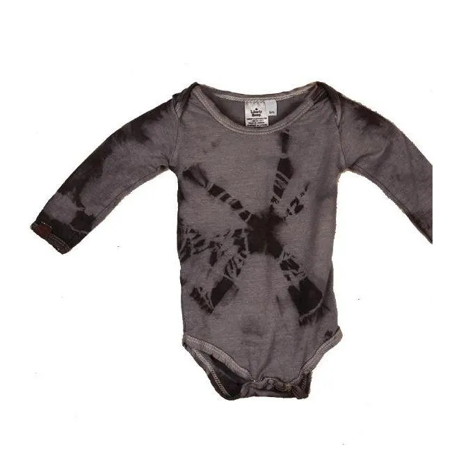 Tie Dye Hemp Baby Short SL Onesie, Grey