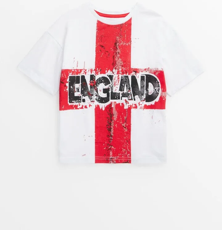 Tu White England Younger Boys T-Shirt