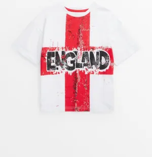 Tu White England Younger Boys T-Shirt