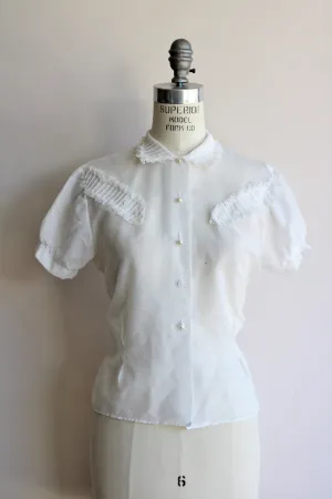 Vintage 1950s White Ruffled Blouse