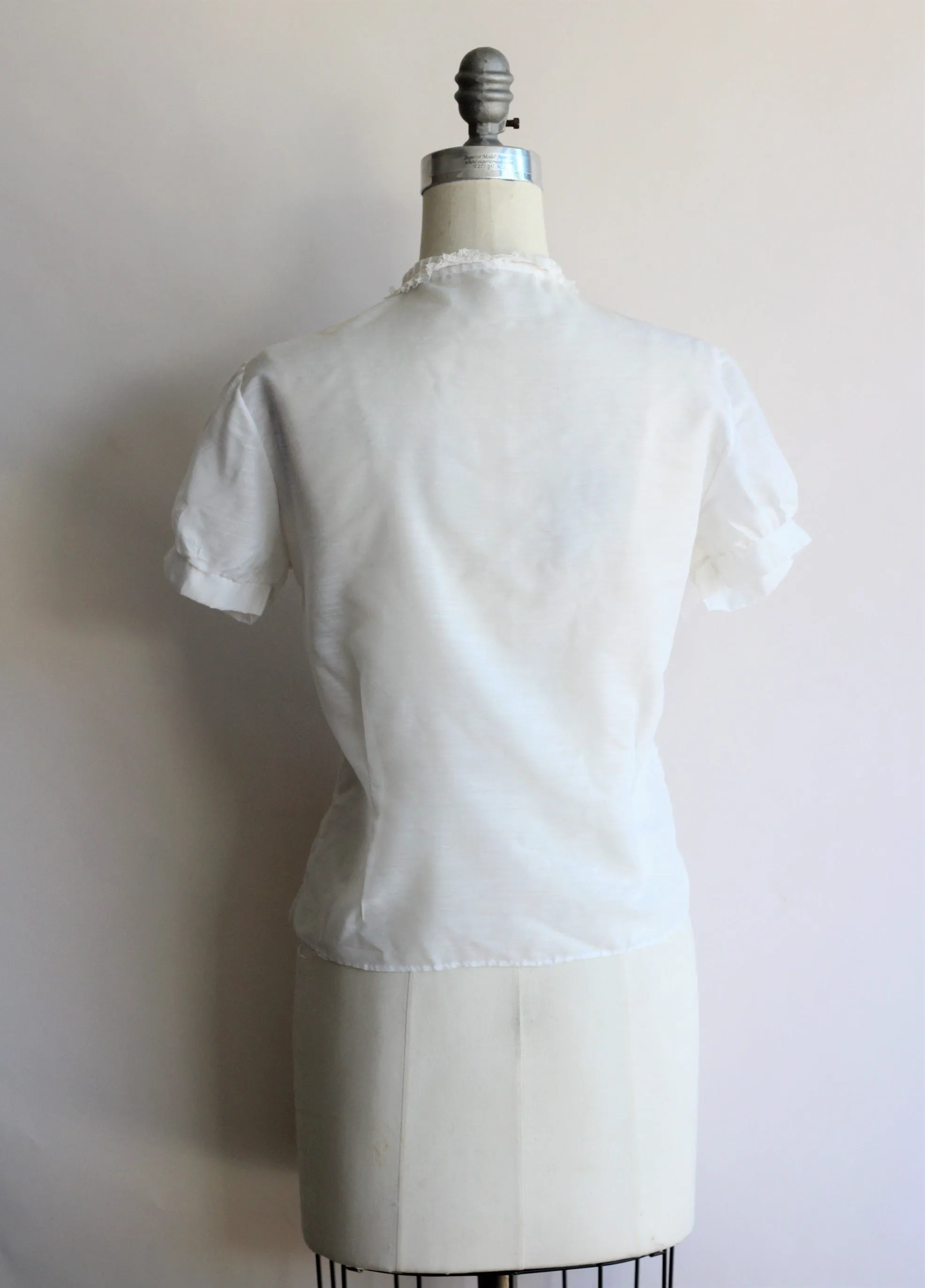 Vintage 1950s White Ruffled Blouse