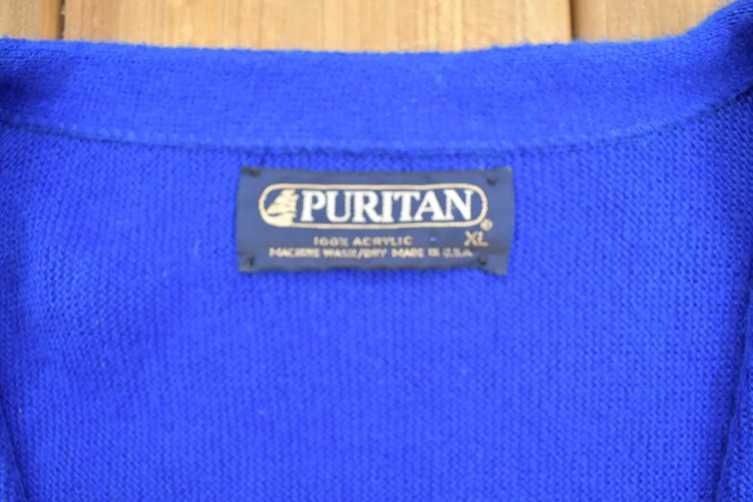 Vintage 1990s Puritan Blue Knitted Cardigan Sweater