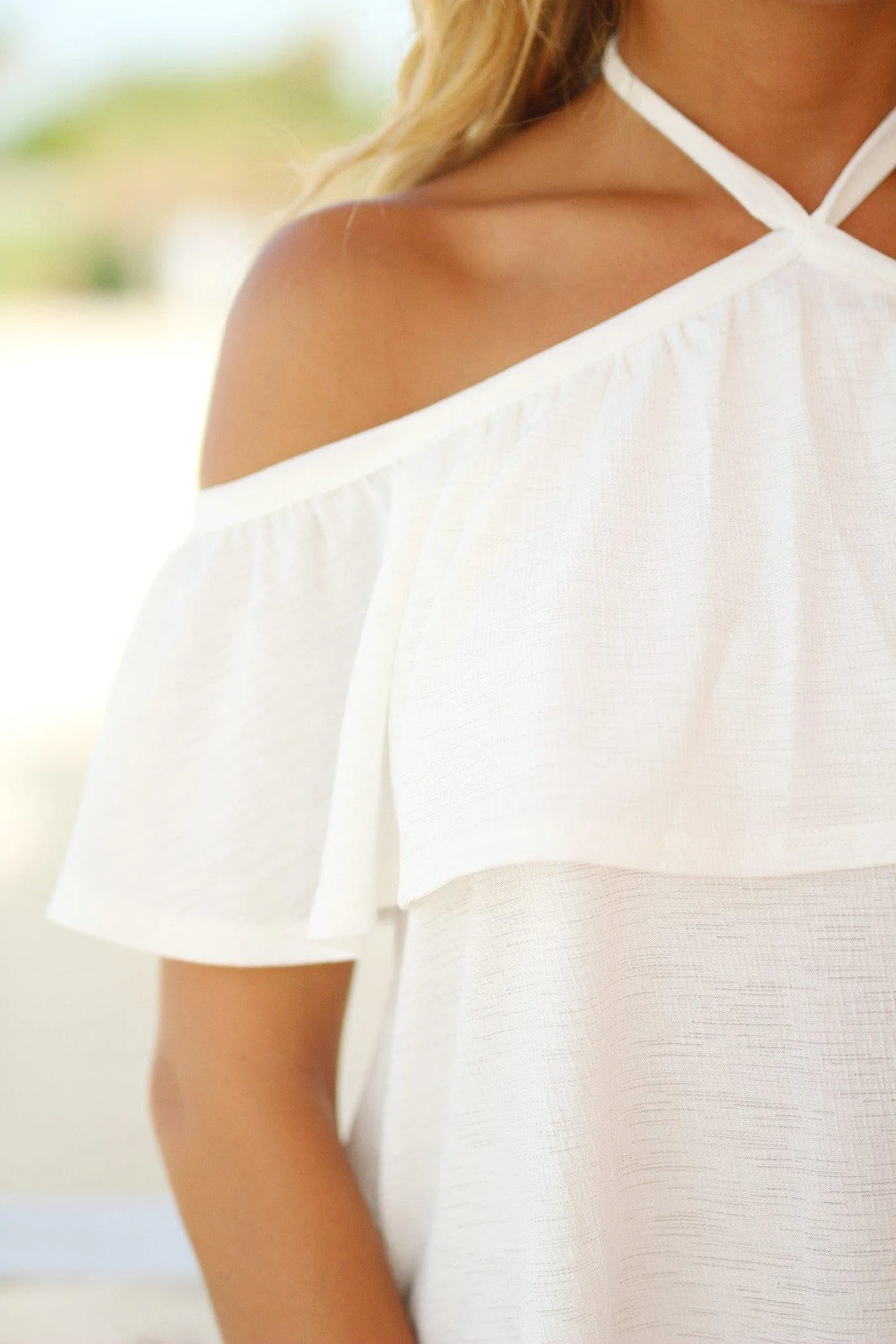 White Ruffled Top