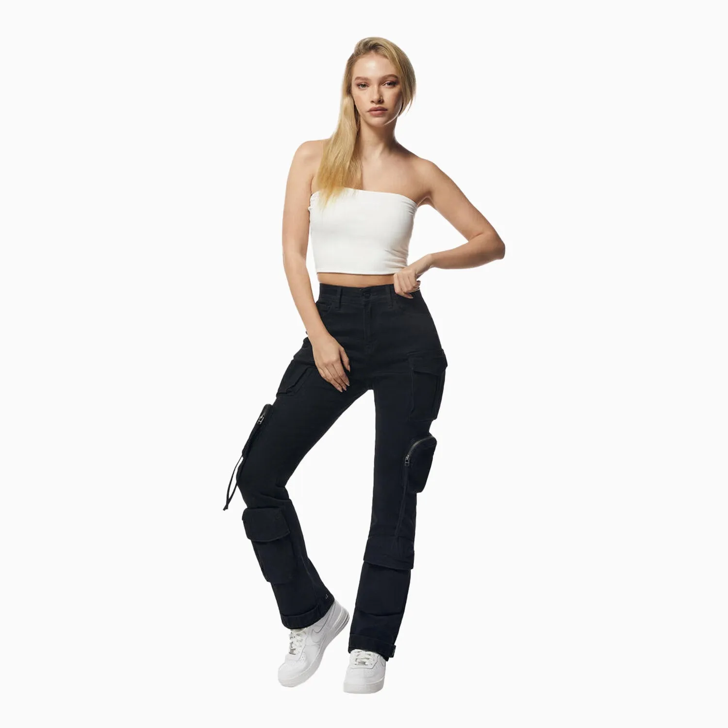 Women's High Rise Twill Straight Cargo Pant