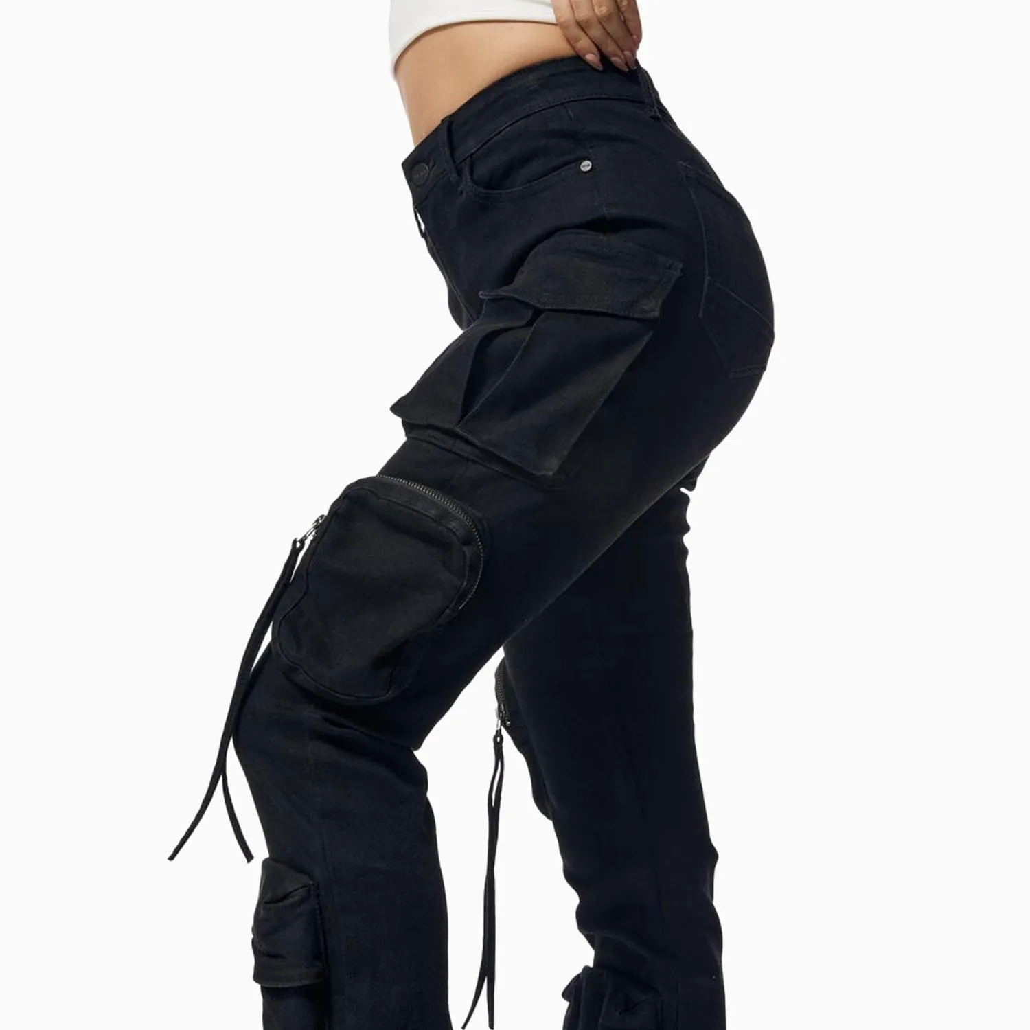 Women's High Rise Twill Straight Cargo Pant